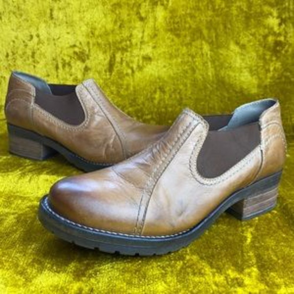 DROMEDARIS Kai Leather Loafers Women’s size EU 41 US 10.5 11 Brown Black Chunky